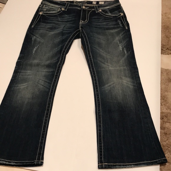 Miss me jeans boot cut hemmed short bling pockets sequins 29 - Picture 6 of 13